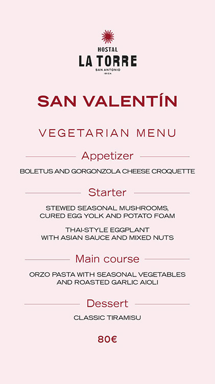 LT sant valentine ibiza vegetarian dinner 2026