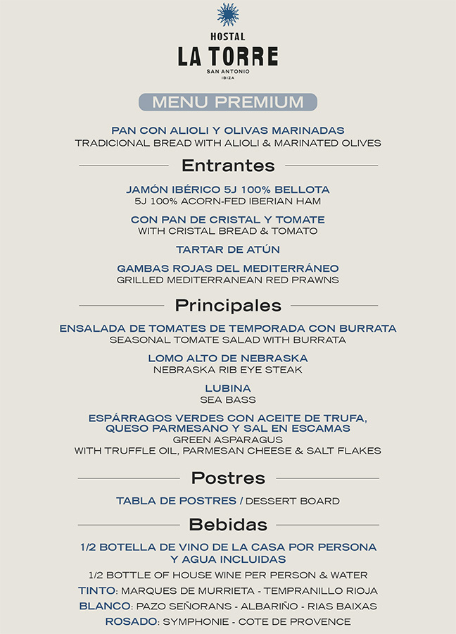 menu premium 2026
