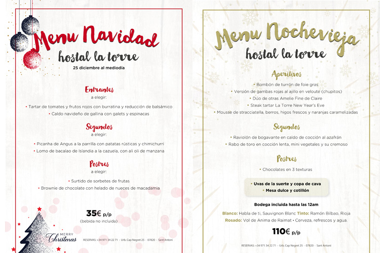 menus Navidad y Nochevieja 2017