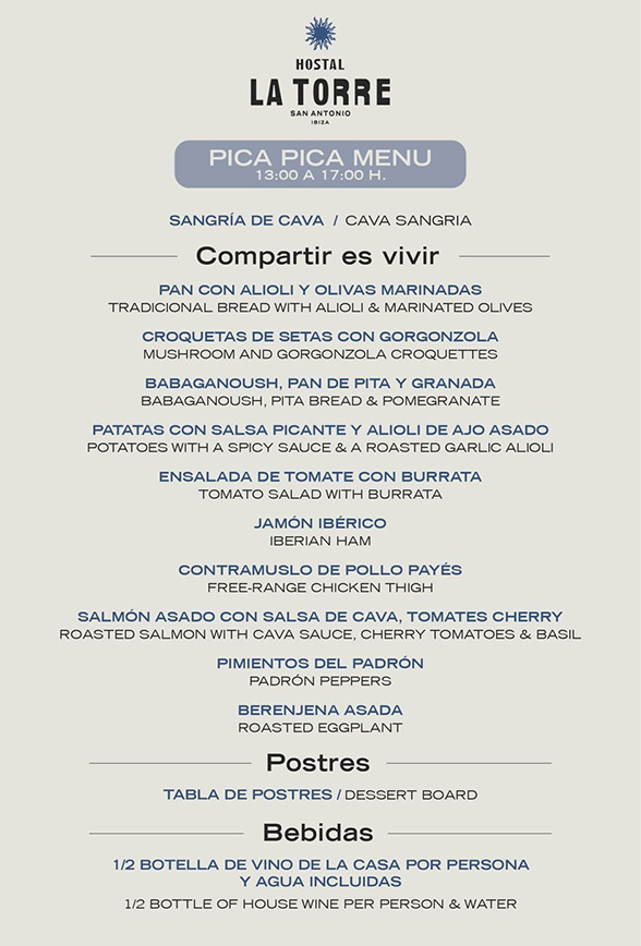 pica pica menu